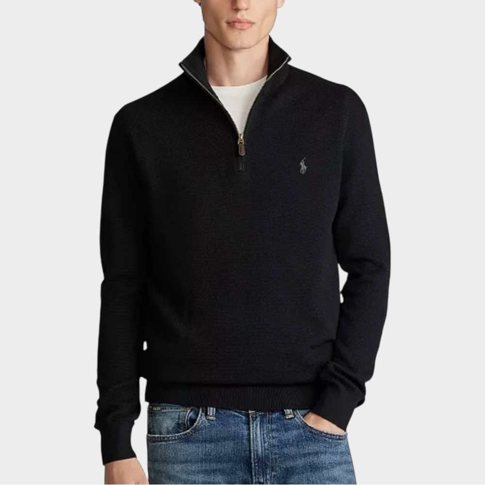 Polo Ralph Lauren Merino Wool Quarter-Zip Sweater in Black Men’s Size 2XL